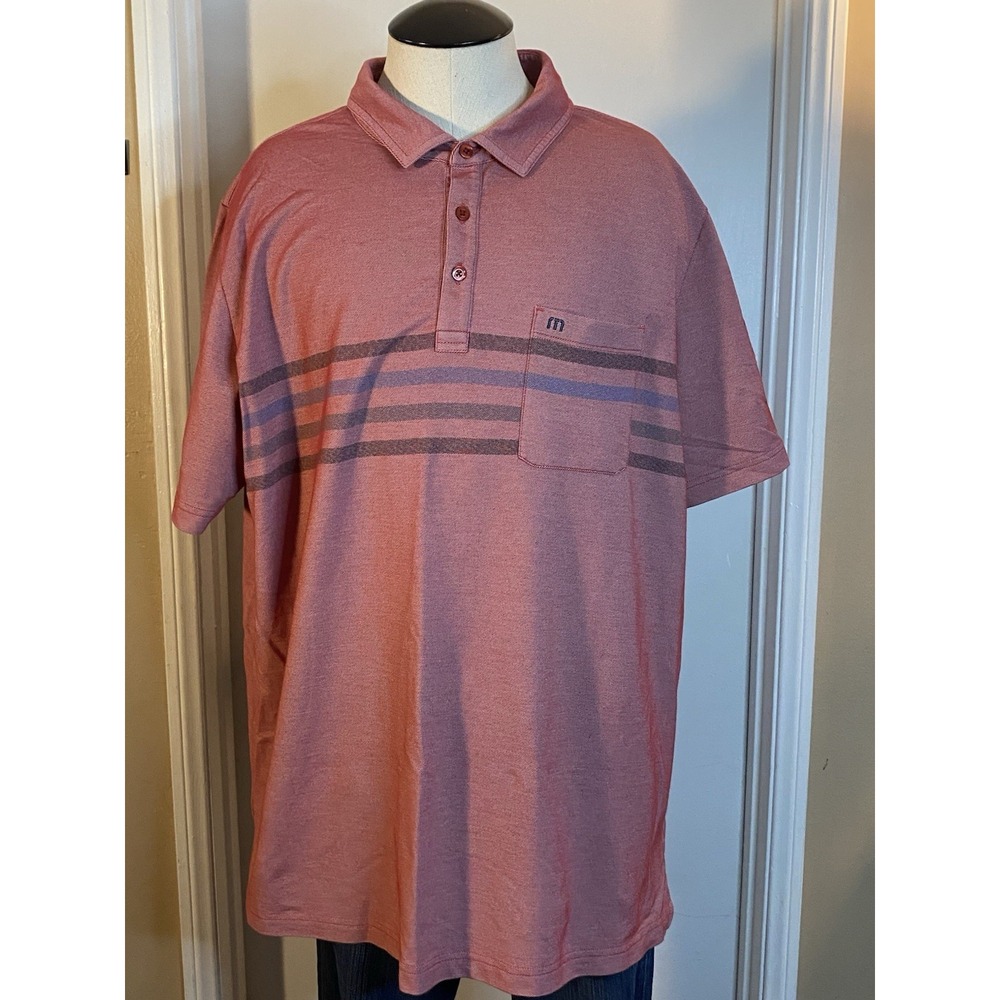 Travis Mathew Golf Polo Shirt Triple Color Chest 3‎ Button Down Men's XXL 2XL